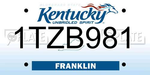 1TZB981 Kentucky License Plate