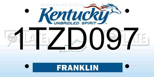 1TZD097 Kentucky License Plate