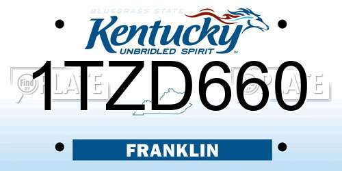 1TZD660 Kentucky License Plate