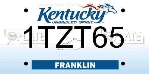 1TZT65 Kentucky License Plate