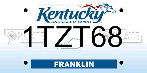 1TZT68 Kentucky License Plate