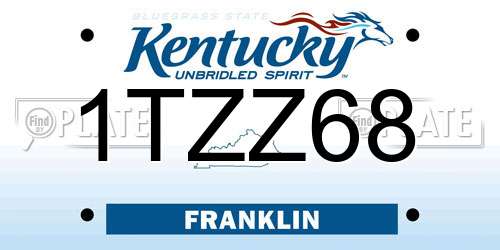 1TZZ68 Kentucky License Plate