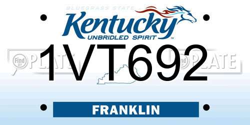 1VT692 Kentucky License Plate