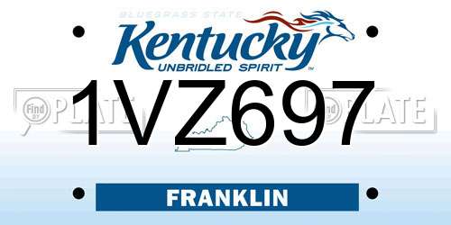 1VZ697 Kentucky License Plate