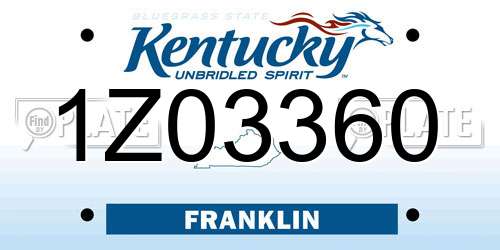 1Z03360 Kentucky License Plate