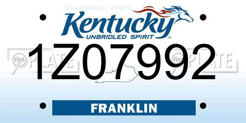 1Z07992 Kentucky License Plate