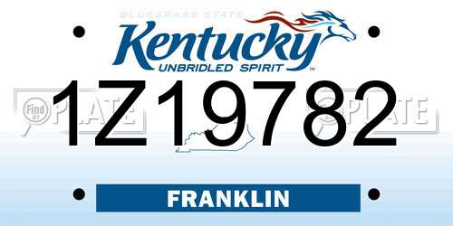 1Z19782 Kentucky License Plate