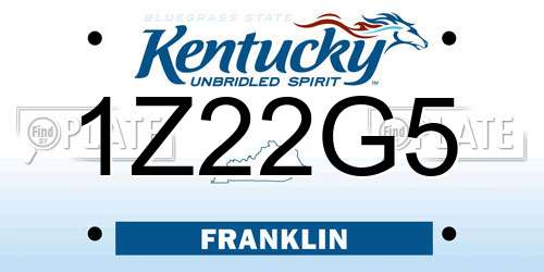 1Z22G5 Kentucky License Plate