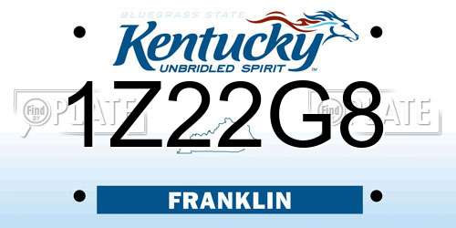 1Z22G8 Kentucky License Plate