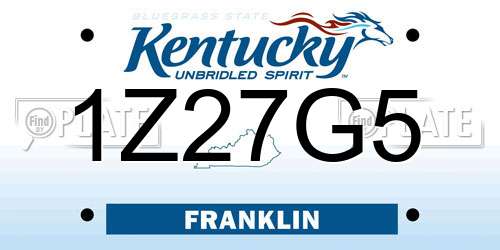 1Z27G5 Kentucky License Plate