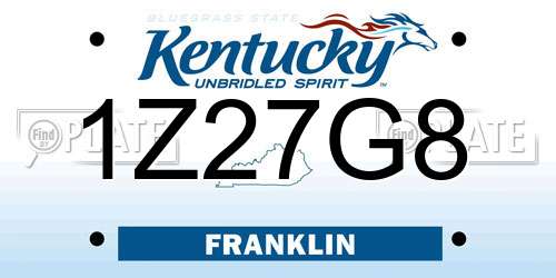1Z27G8 Kentucky License Plate