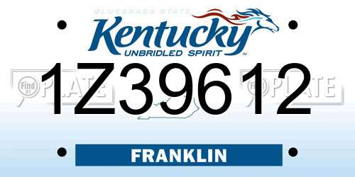 1Z39612 Kentucky License Plate