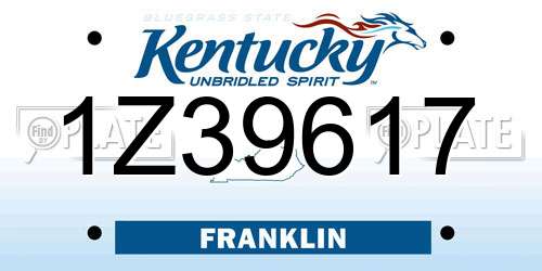 1Z39617 Kentucky License Plate