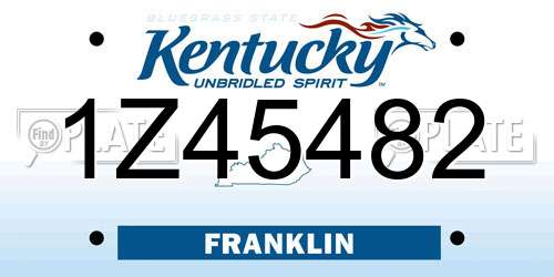 1Z45482 Kentucky License Plate