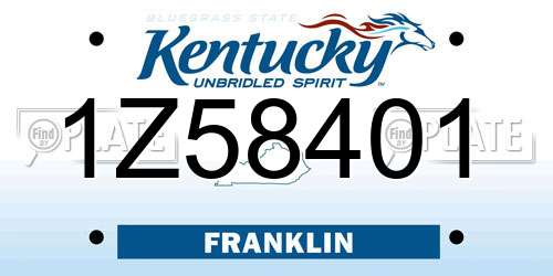 1Z58401 Kentucky License Plate