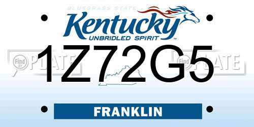 1Z72G5 Kentucky License Plate