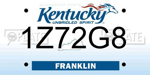 1Z72G8 Kentucky License Plate