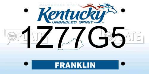 1Z77G5 Kentucky License Plate