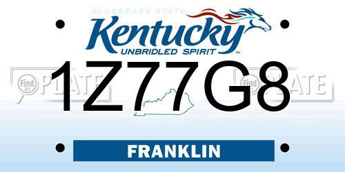 1Z77G8 Kentucky License Plate