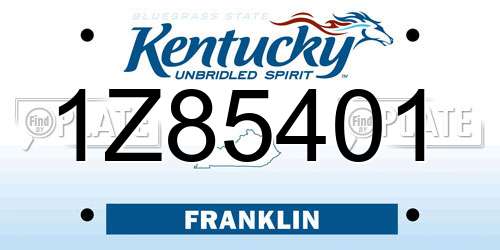 1Z85401 Kentucky License Plate