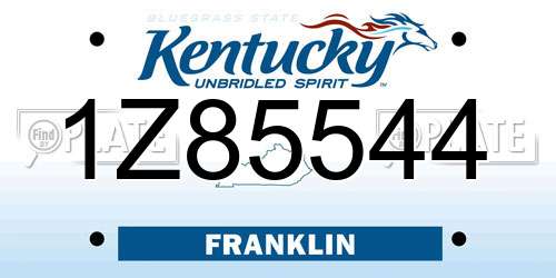 1Z85544 Kentucky License Plate