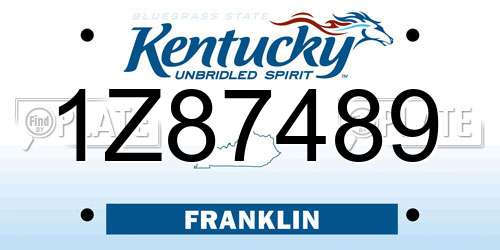 1Z87489 Kentucky License Plate
