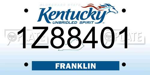 1Z88401 Kentucky License Plate