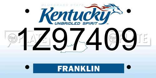 1Z97409 Kentucky License Plate
