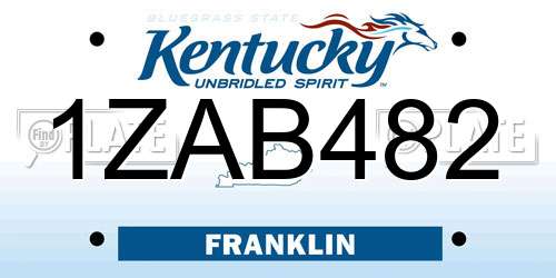 1ZAB482 Kentucky License Plate