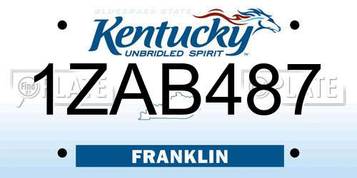 1ZAB487 Kentucky License Plate