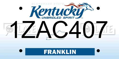 1ZAC407 Kentucky License Plate
