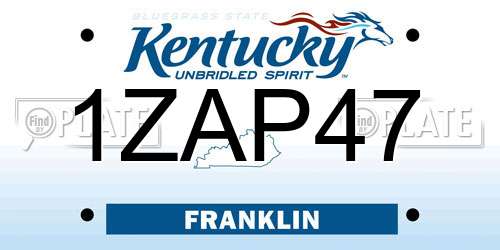 1ZAP47 Kentucky License Plate