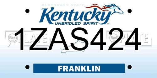 1ZAS424 Kentucky License Plate