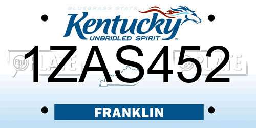 1ZAS452 Kentucky License Plate
