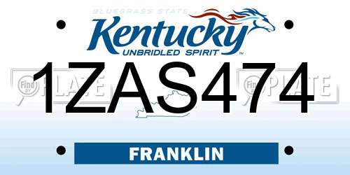 1ZAS474 Kentucky License Plate