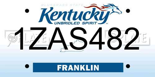 1ZAS482 Kentucky License Plate