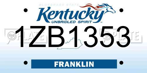 1ZB1353 Kentucky License Plate