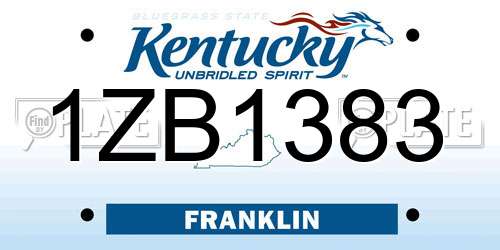 1ZB1383 Kentucky License Plate