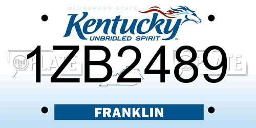 1ZB2489 Kentucky License Plate