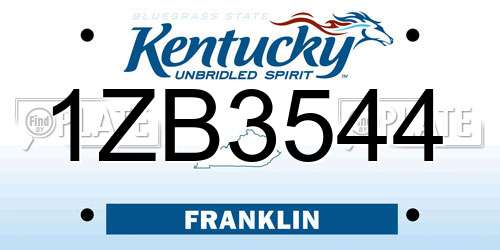 1ZB3544 Kentucky License Plate