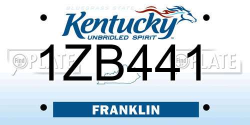 1ZB441 Kentucky License Plate