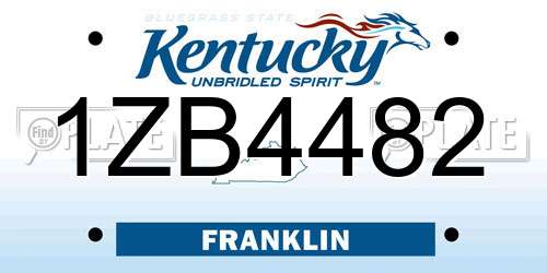 1ZB4482 Kentucky License Plate