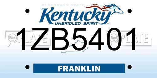 1ZB5401 Kentucky License Plate
