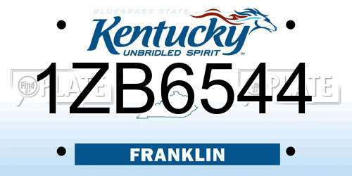 1ZB6544 Kentucky License Plate
