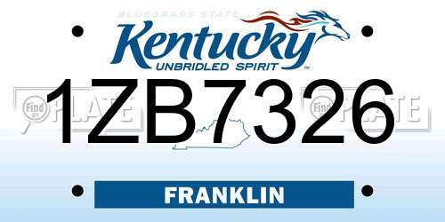 1ZB7326 Kentucky License Plate