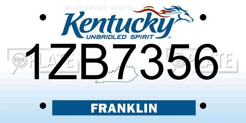 1ZB7356 Kentucky License Plate