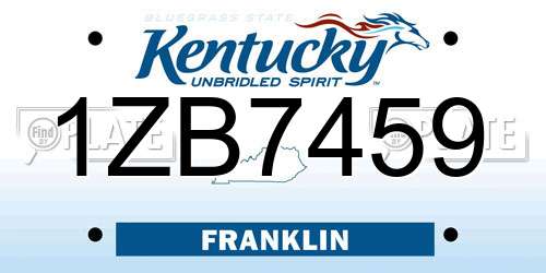 1ZB7459 Kentucky License Plate