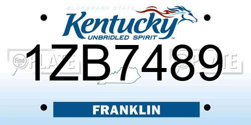 1ZB7489 Kentucky License Plate