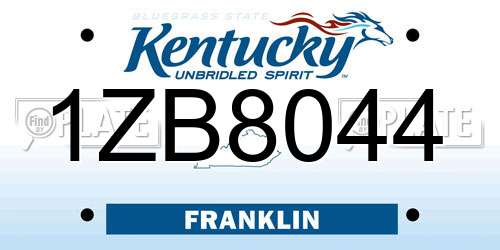 1ZB8044 Kentucky License Plate