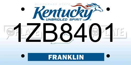 1ZB8401 Kentucky License Plate